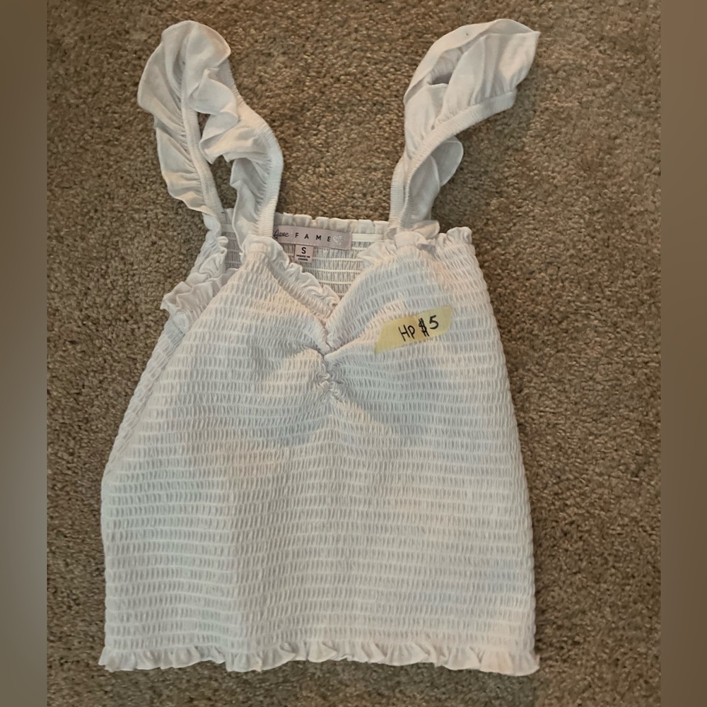 White Smocked Sleeveless Top